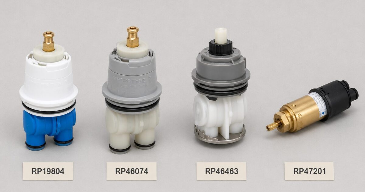 Delta cartridge identification chart showing RP19804, RP46074, RP46463, and RP47201 side by side